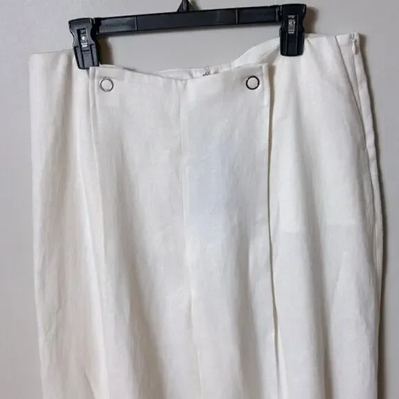 NWT Boss Tapito linen high rise wide leg trouser pants in Open White, 16